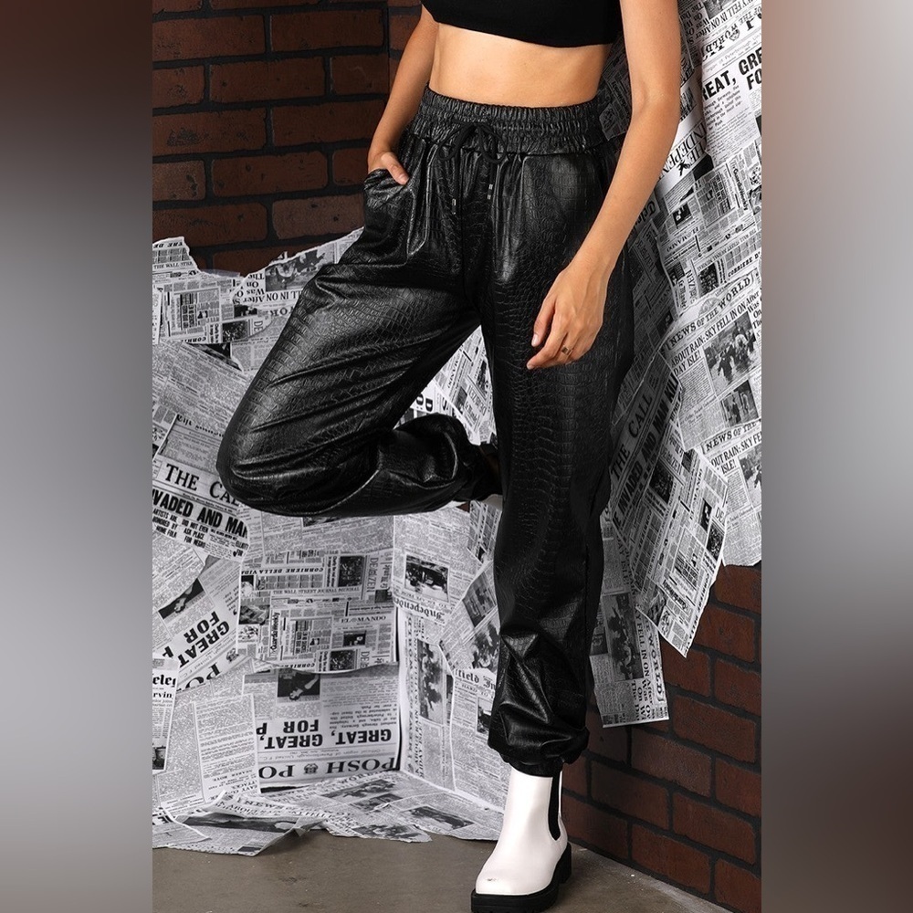 NWT FAUX LEATHER‎ JOGGER PANTS